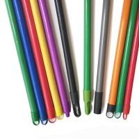 Colorful  PVC cover wooden stick Broom  handle holder threaded household  metal PP  stick Guangxi factory